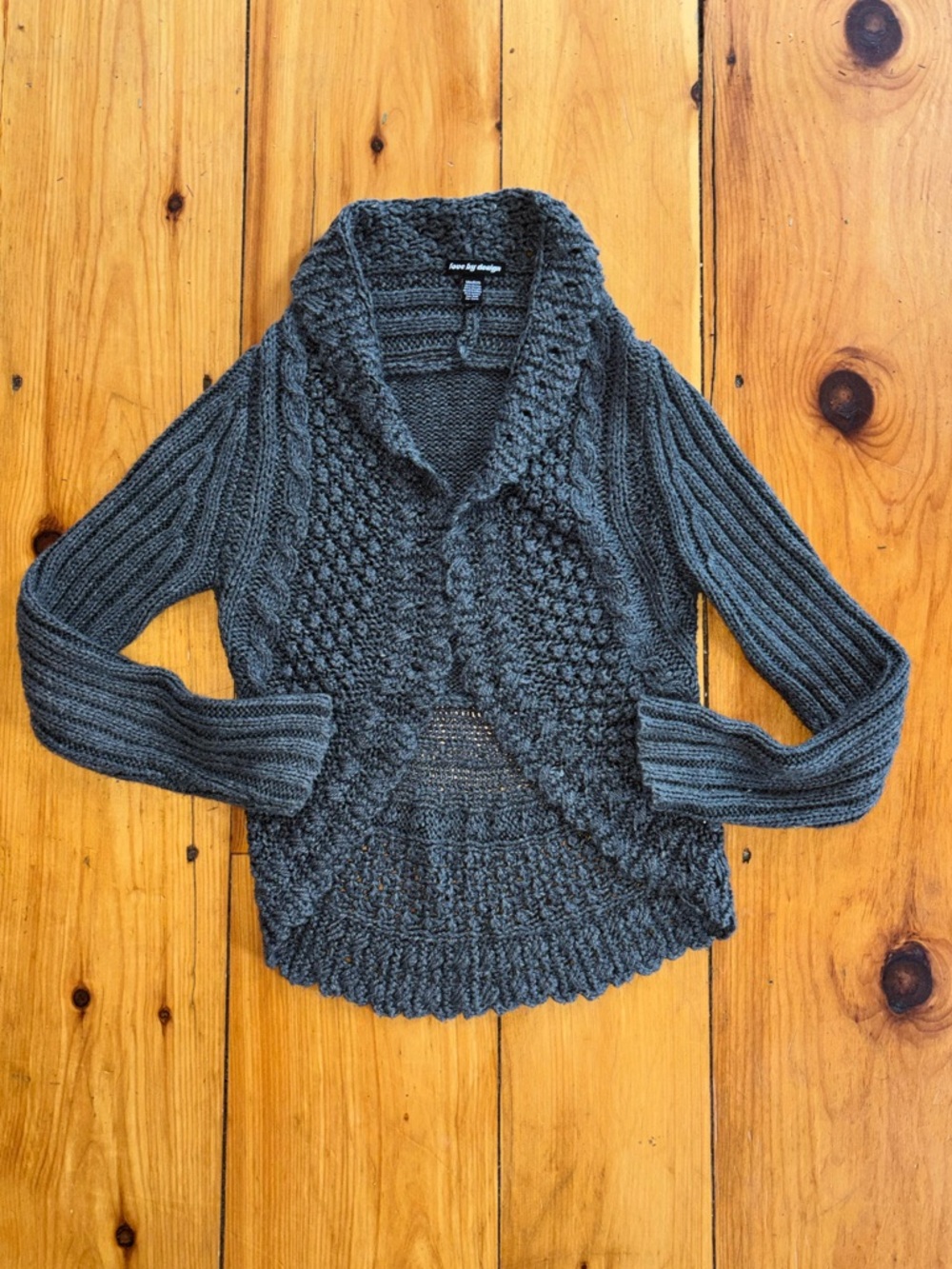 Love by Design Gray Chunky Knit Cardigan Size M